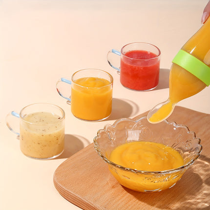 Baby Silicone Spoon Feeder,Rice Paste Silicone Bottle & Spoon Set