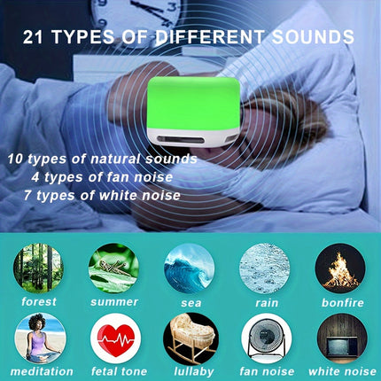 White Sound Machine with 7 Colors Night Lights - 24 Soothing Sounds, Timer