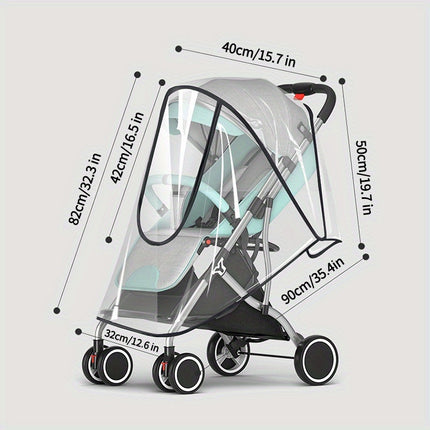 Universal Stroller Rain Cover, Weather Wind Sun Shield Transparent Breathable Trolley