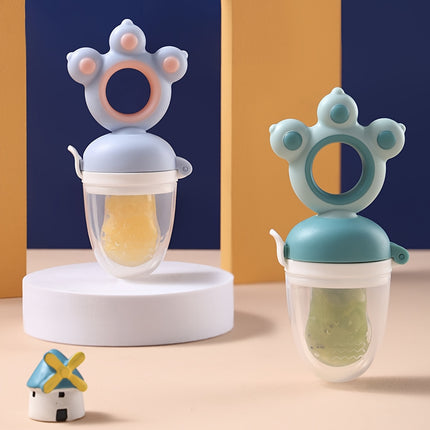 Rotate Push Fruit Feeder Teether, Cute Paw Baby Food Feeder