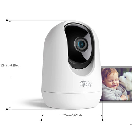 Ulofy 2K/3MP Pan Tilt WiFi Security Camera, 360° View With Phone App, Baby Monitor