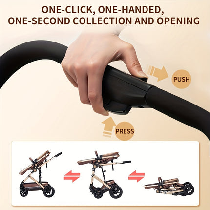 Lightweight & Foldable Baby Stroller: Reversible High Landscape Design