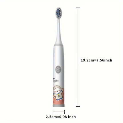 Sonic White Space Cat Electric Toothbrush for Kids - 3 Brush Heads Included - Soft Bristles for Gentle Cleaning - Waterproof and Easy to Use - Ideal for Children Ages 3-15