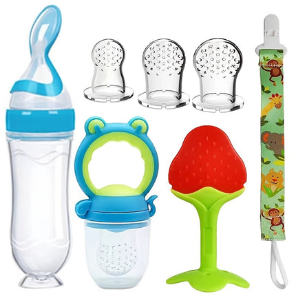 Pacifier Clip Feeding Set | Bottle with Silicone Spoon