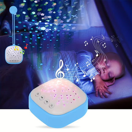 Portable Baby Sleep Aid: White Noise Sound Machine With Starry Night Light Projector.