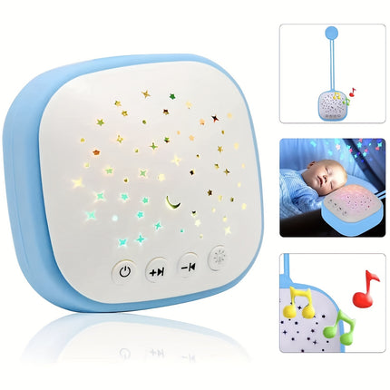 Portable Baby Sleep Aid: White Noise Sound Machine With Starry Night Light Projector.