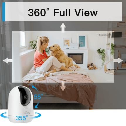 Ulofy 2K/3MP Pan Tilt WiFi Security Camera, 360° View With Phone App, Baby Monitor