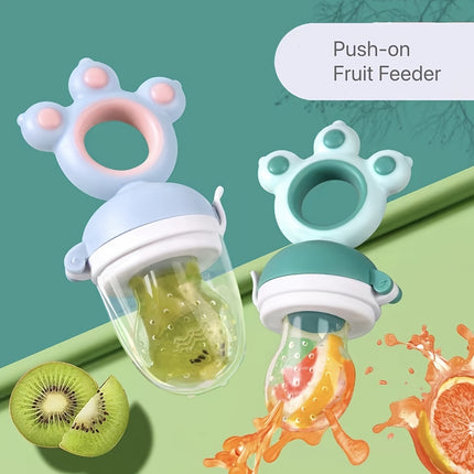 Rotate Push Fruit Feeder Teether, Cute Paw Baby Food Feeder